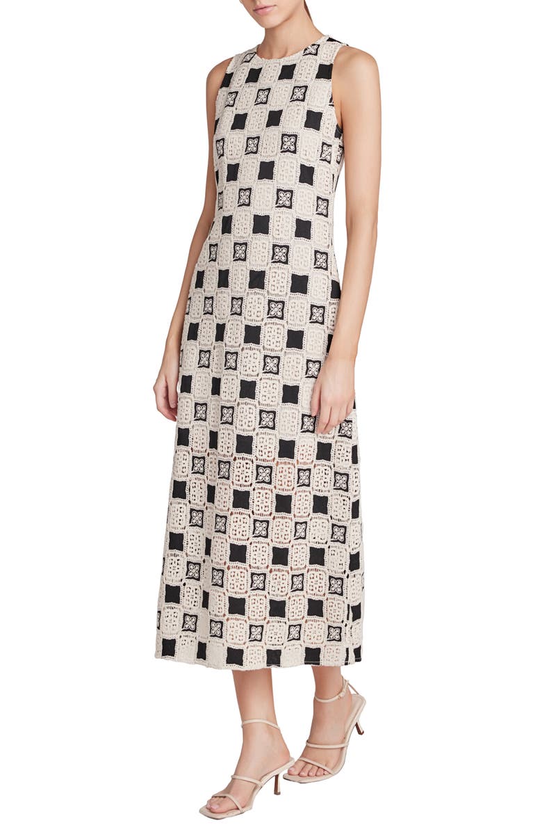 English Factory Crochet Patchwork Sleeveless Maxi Dress, Alternate, color, Ivory/Black