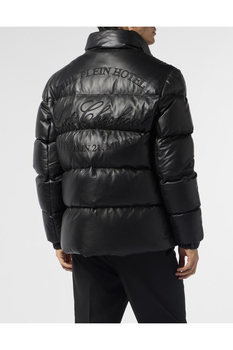 Leather Puffer Jacket Late Checkout Men, Alternate, color, black