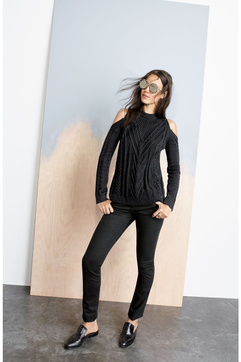 Cold Shoulder Sweater, Alternate, color, RICH BLACK