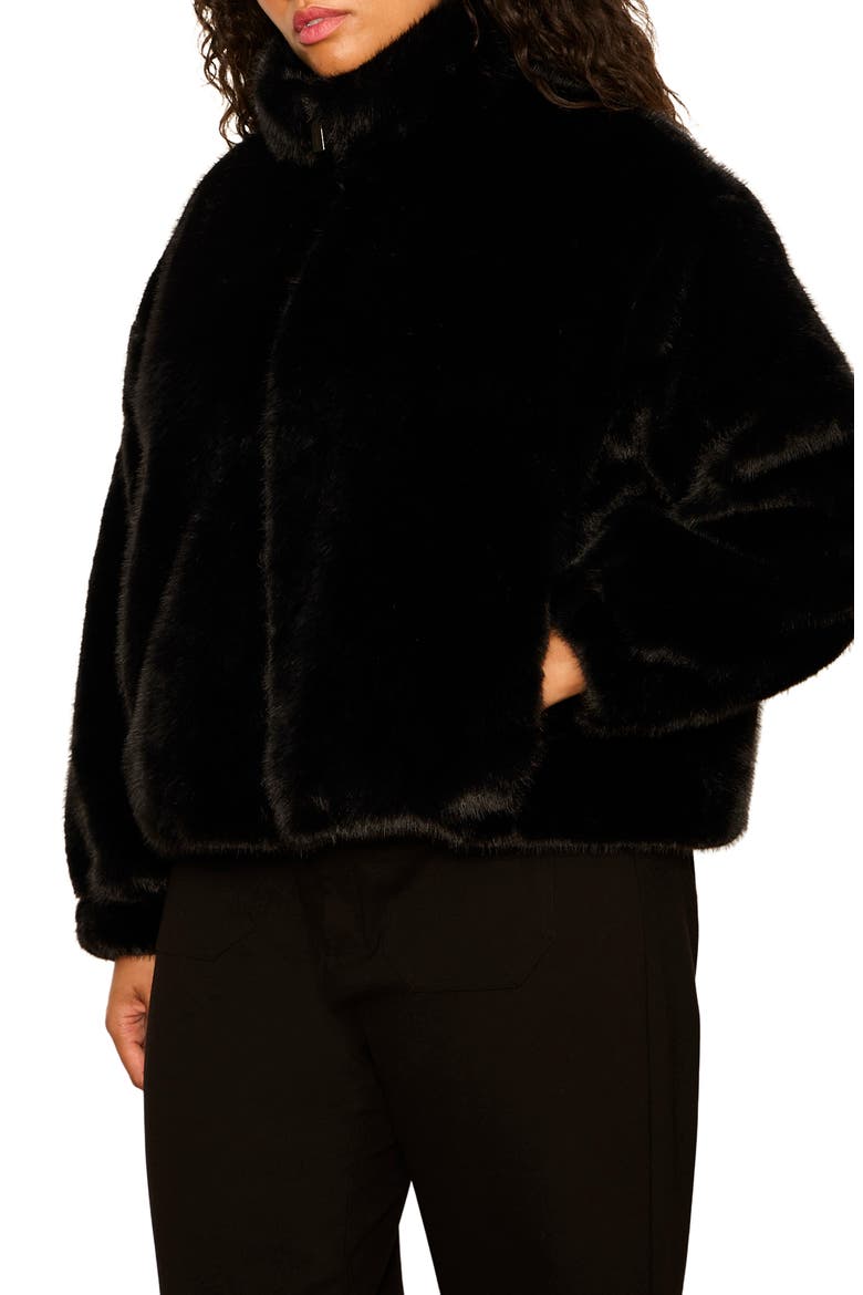 Everest Faux Fur Bomber Jacket, Alternate, color, BLACK