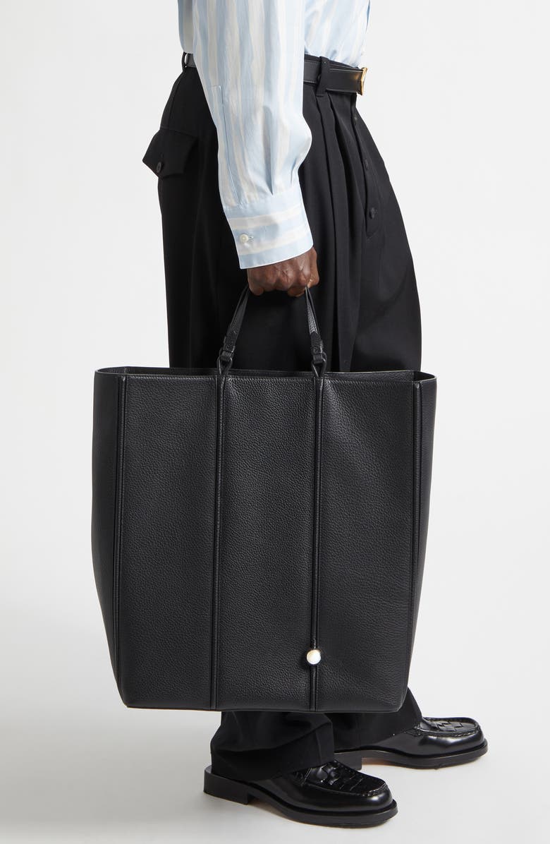 Jacquemus Le Cabas Marino Leather Tote, Alternate, color, Black