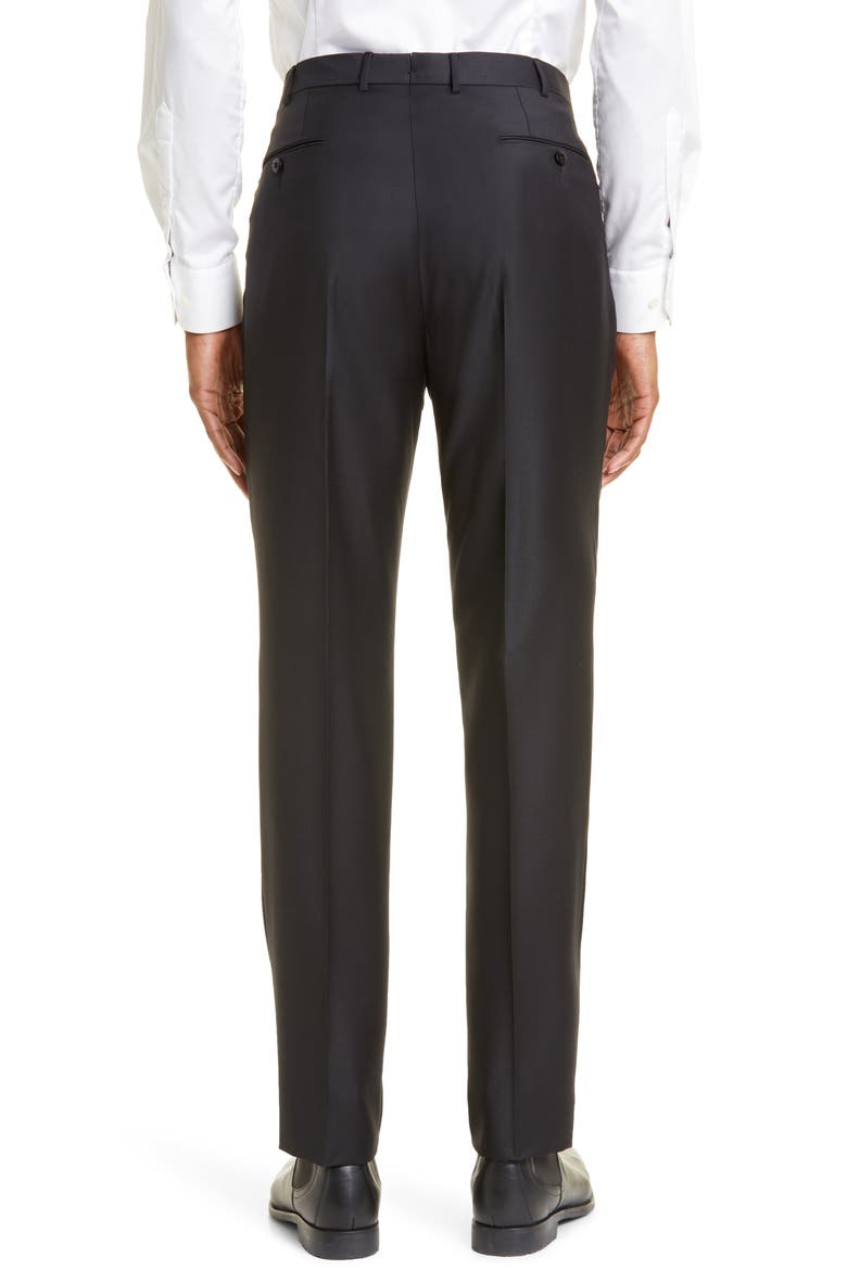 Flat Front Slim Fit Wool Pants, Alternate, color, BLK SLD