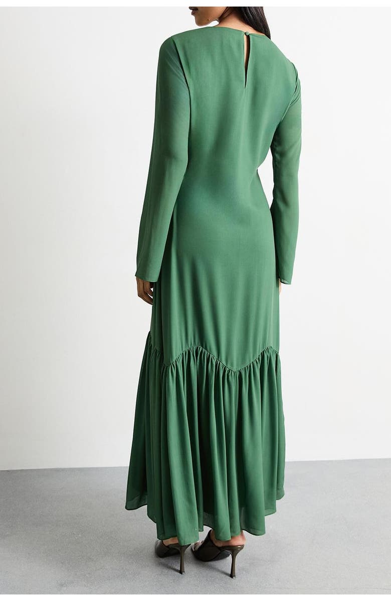 Warehouse Chiffon Placement Print Midaxi Dress, Alternate, color, Dark Green