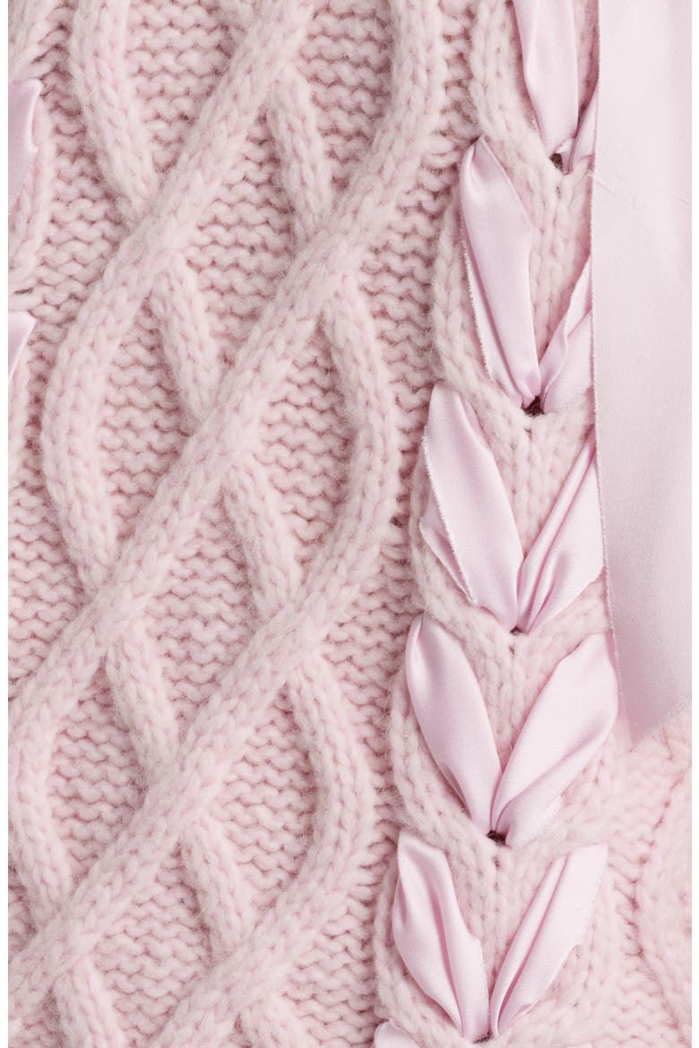 Kloss Ribbon Detail Alpaca Blend Cable Sweater, Alternate, color, BALLET SLIPPER