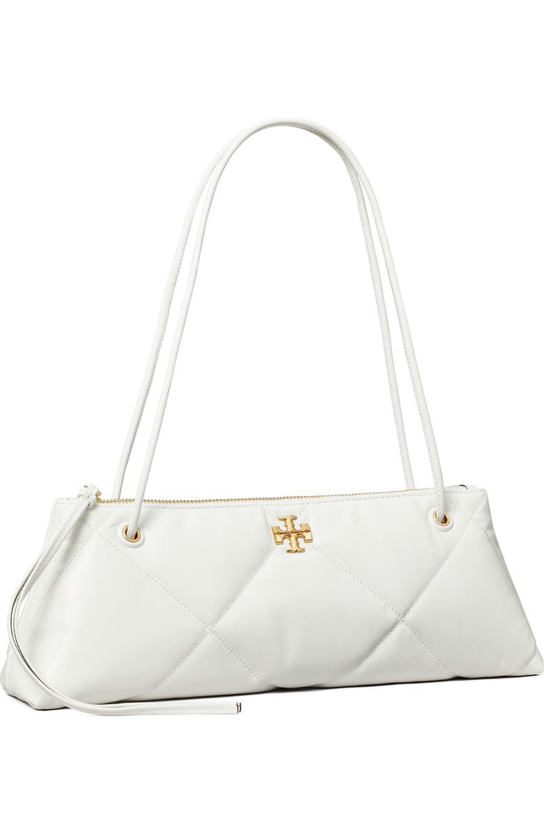 Tory Burch Kira Diamond Quilted East/West Leather Shoulder Bag, Alternate, color, Blanc