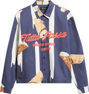 SANTO STUDIO Cafe Graphic Button-Up Shirt