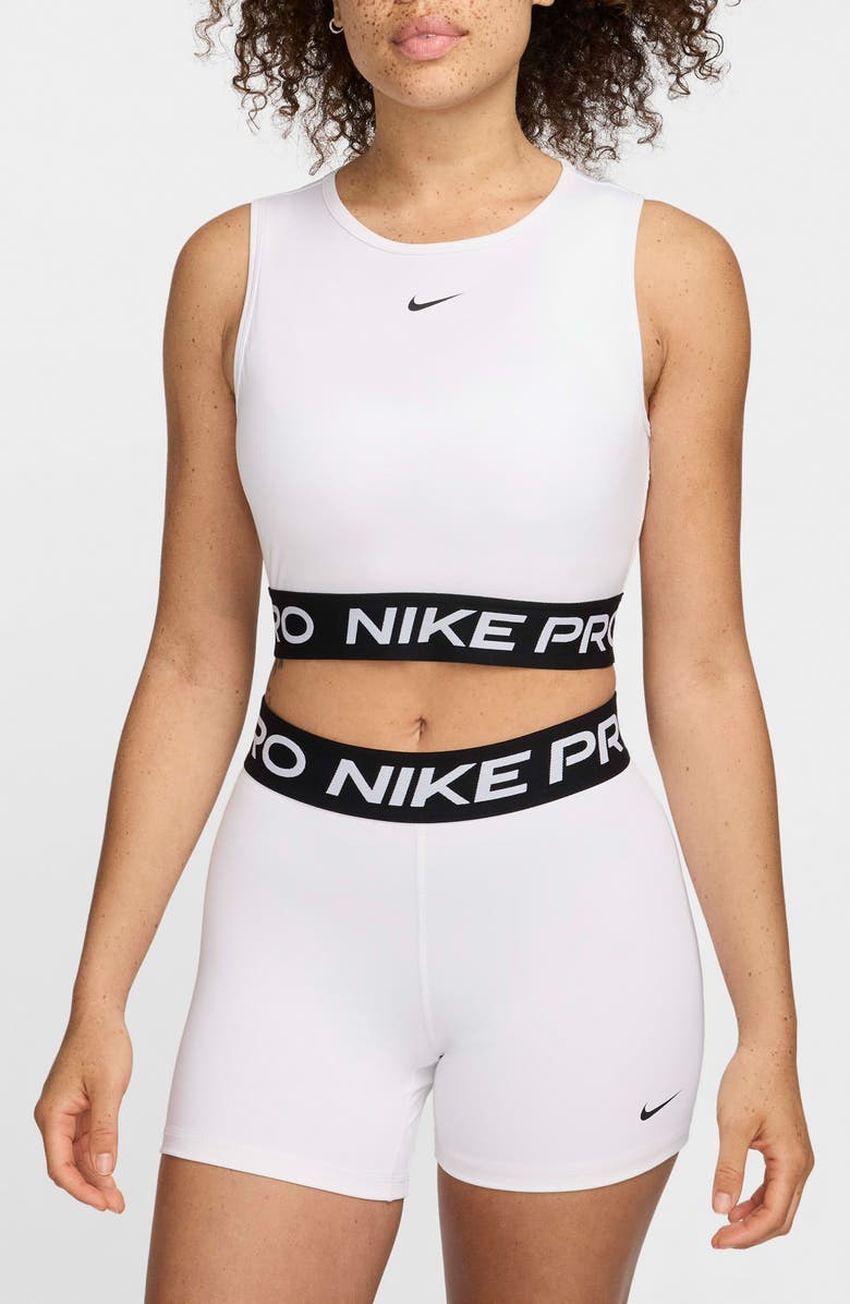 Nike Pro Dri-FIT Crop Tank Top, Main, color, 100 100 White/Black