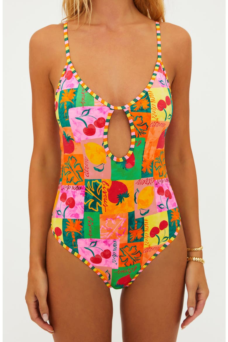 Priscilla Cutout One-Piece Swimsuit, Alternate, color, FRUIT MAR