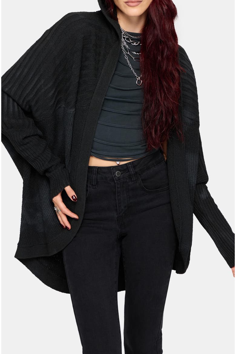Morpho Cocoon Hooded Cardigan, Alternate, color, Black