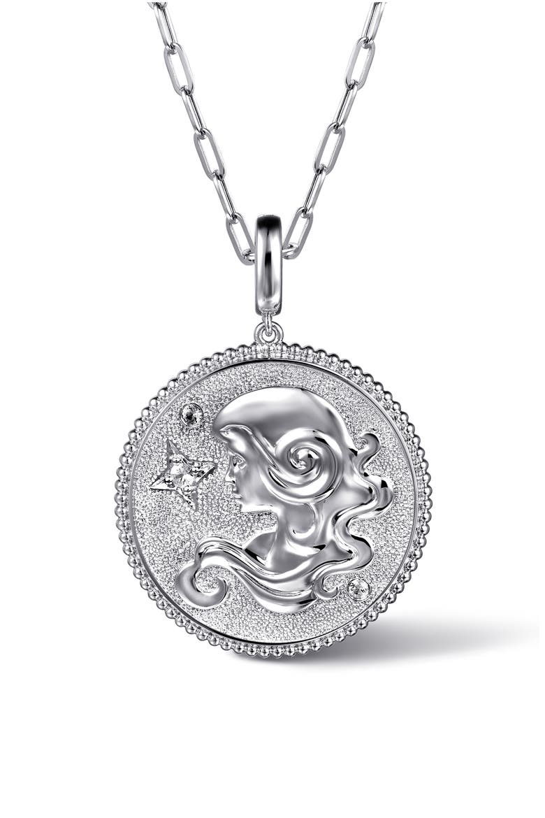 Bujukan Zodiac Sterling Silver & White Sapphire Medallion, Alternate, color, STERLING SILVER
