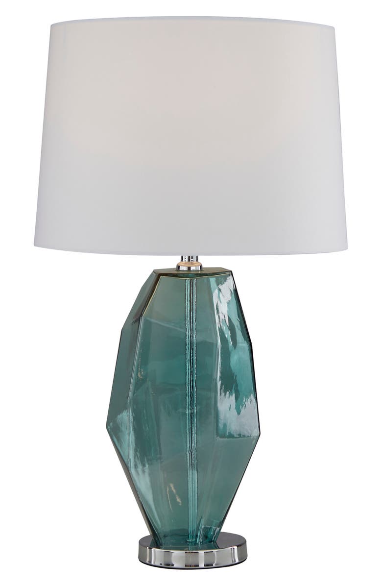 WILLOW ROW Teal Glass Table Lamp, Alternate, color, 