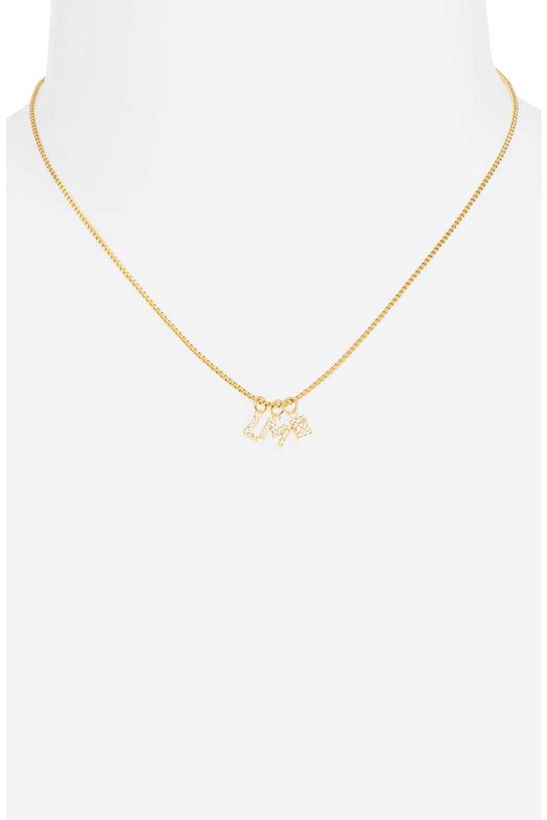 Custom Mini Initial Charm Necklace, Alternate, color, GOLD
