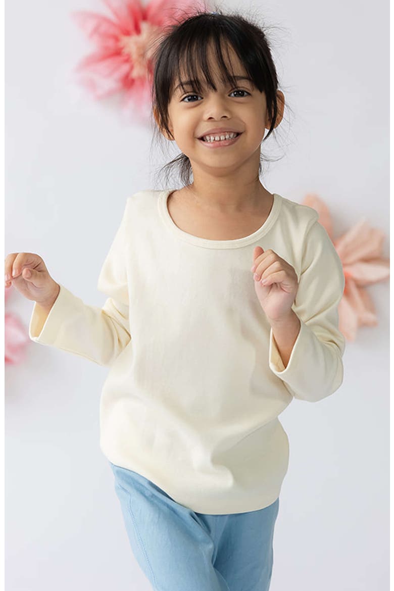 Organic Cotton Long Sleeve Ribbed Scoop Neck Tee, Alternate, color, Ivory