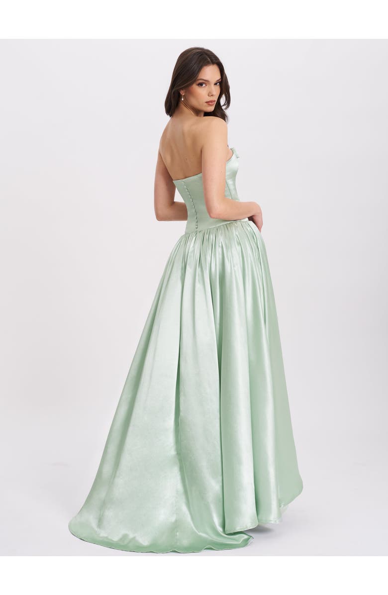 Miss Circle Lael Back Button Trailing Gown, Alternate, color, Mint Green