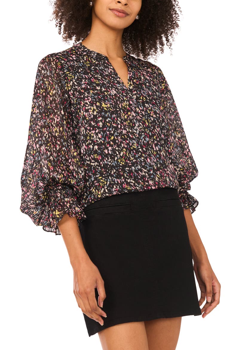 Confetti Print Top, Main, color, AEGEAN SEA