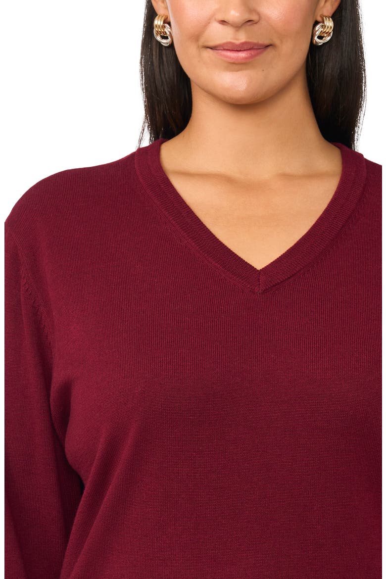 Racking Trim V-Neck Sweater, Alternate, color, BURNT CRANBERRY