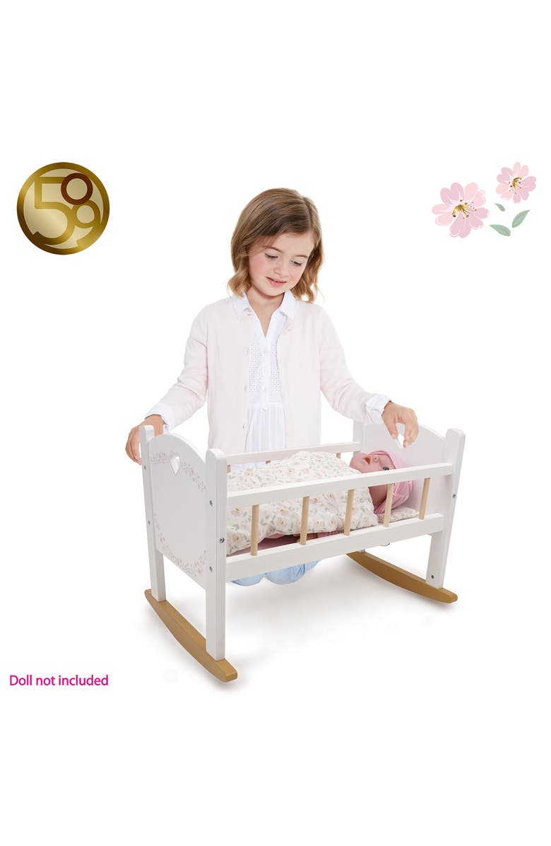 509 Crew Little Flora Wooden Doll Cradle, Alternate, color, White