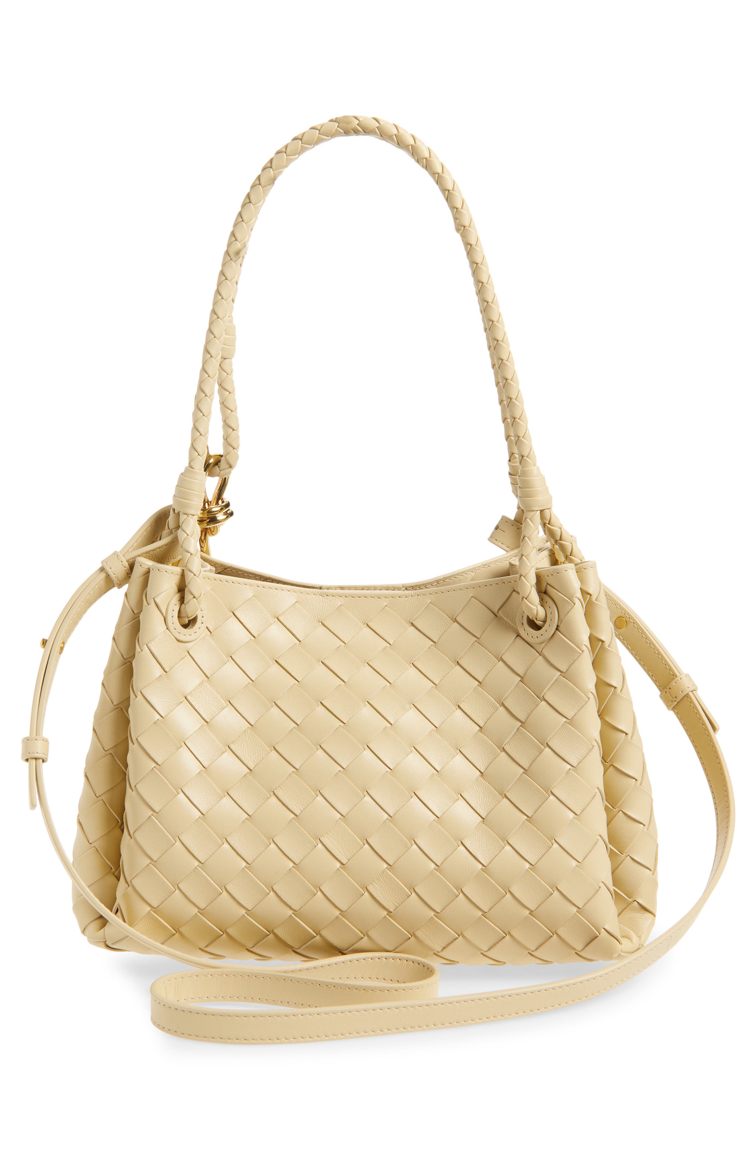 Bottega Veneta Small Parachute Intrecciato Leather Shoulder Bag, Alternate, color, 9712 Tufo-Muse Brass