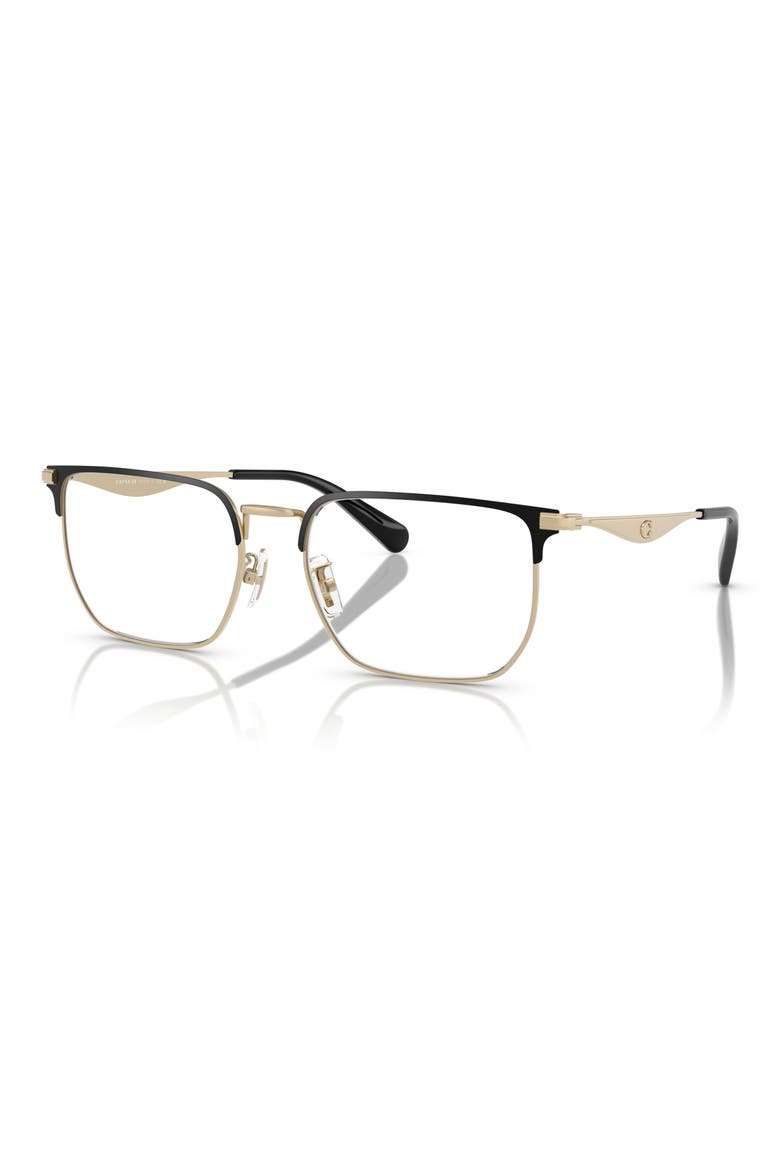 57mm Rectangular Optical Glasses, Alternate, color, GOLD / BLACK / DEMO LENS