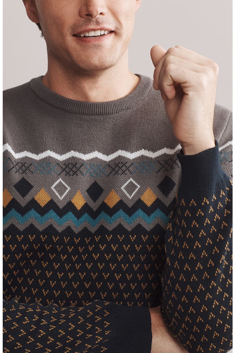 Fair Isle Crewneck Sweater, Alternate, color, SMOKED PEARL