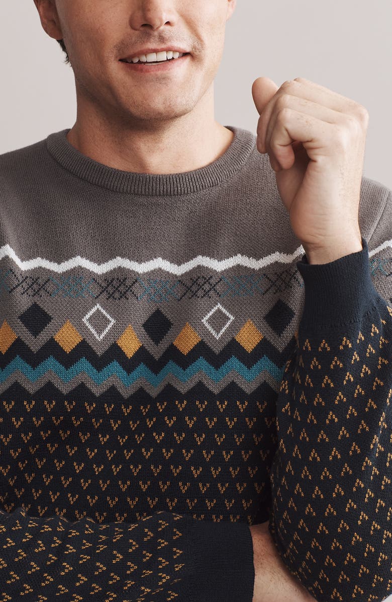 Rhone Fair Isle Crewneck Sweater, Alternate, color, Smoked Pearl