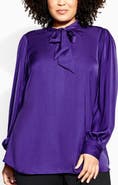 City Chic Chana Charmeuse Bow Blouse