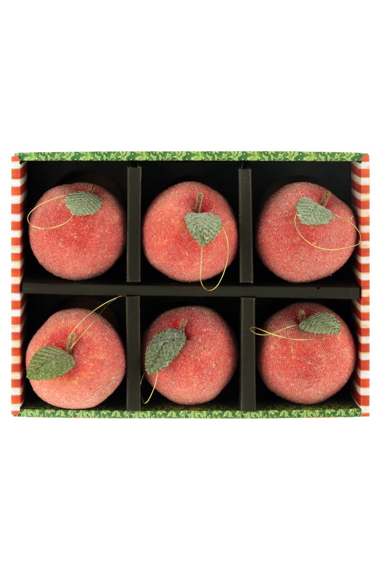 Frosted Apple Ornament , Box of 6, Alternate, color, Red