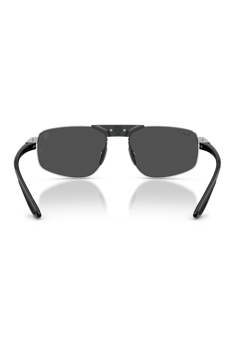 58mm Ferrari Polarized Irregular Sunglasses, Alternate, color, SILVER / POLAR DARK GREY
