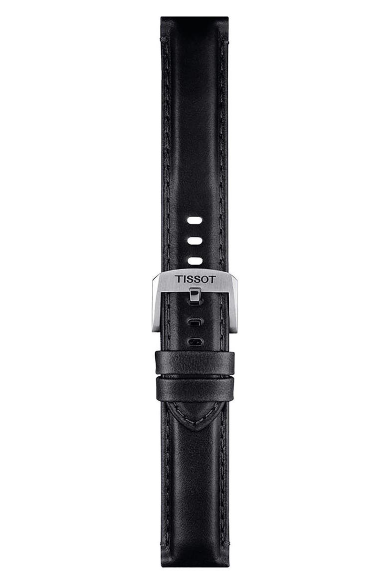 20mm Leather Watch Strap, Main, color, BLACK