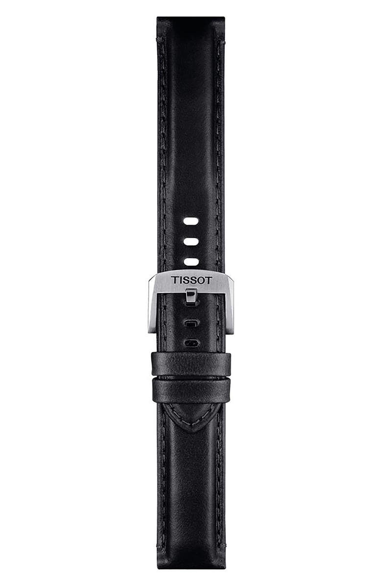 Tissot 20mm Leather Watch Strap, Main, color, Black