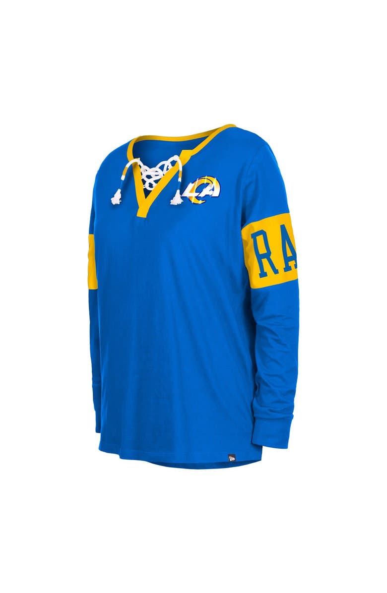 New Era Women's New Era Royal Los Angeles Rams Lace-Up Notch Neck Long Sleeve T-Shirt, Alternate, color, Royal
