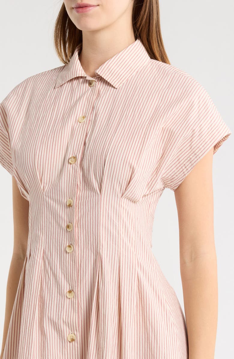Marine Layer Arden Midi Shirtdress, Alternate, color, Rust/ White Stripe
