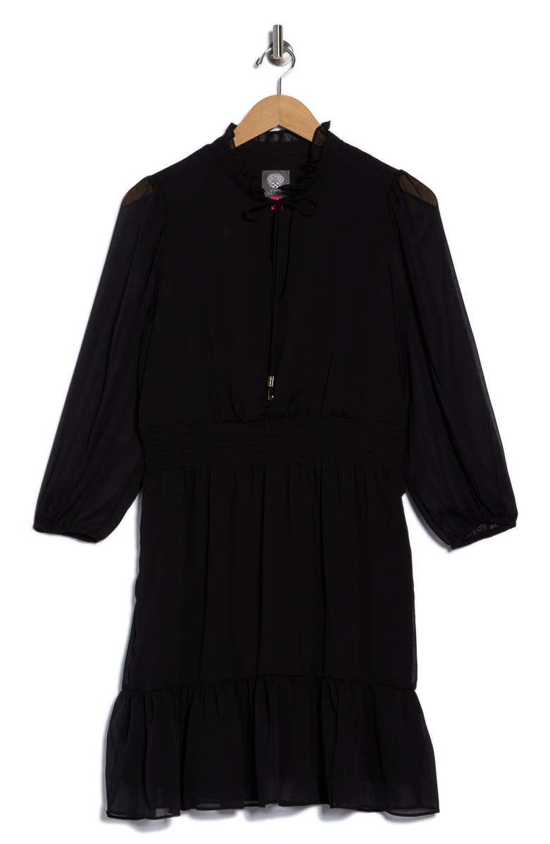Vince Camuto Yoryu Chiffon Tiered Dress, Alternate, color, Black
