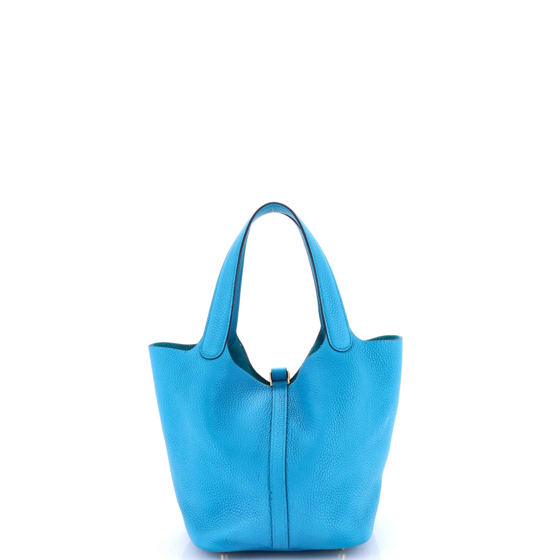 Pre-Owned Hermes Picotin Lock Bag Clemence MM, Alternate, color, Bleu Zanzibar