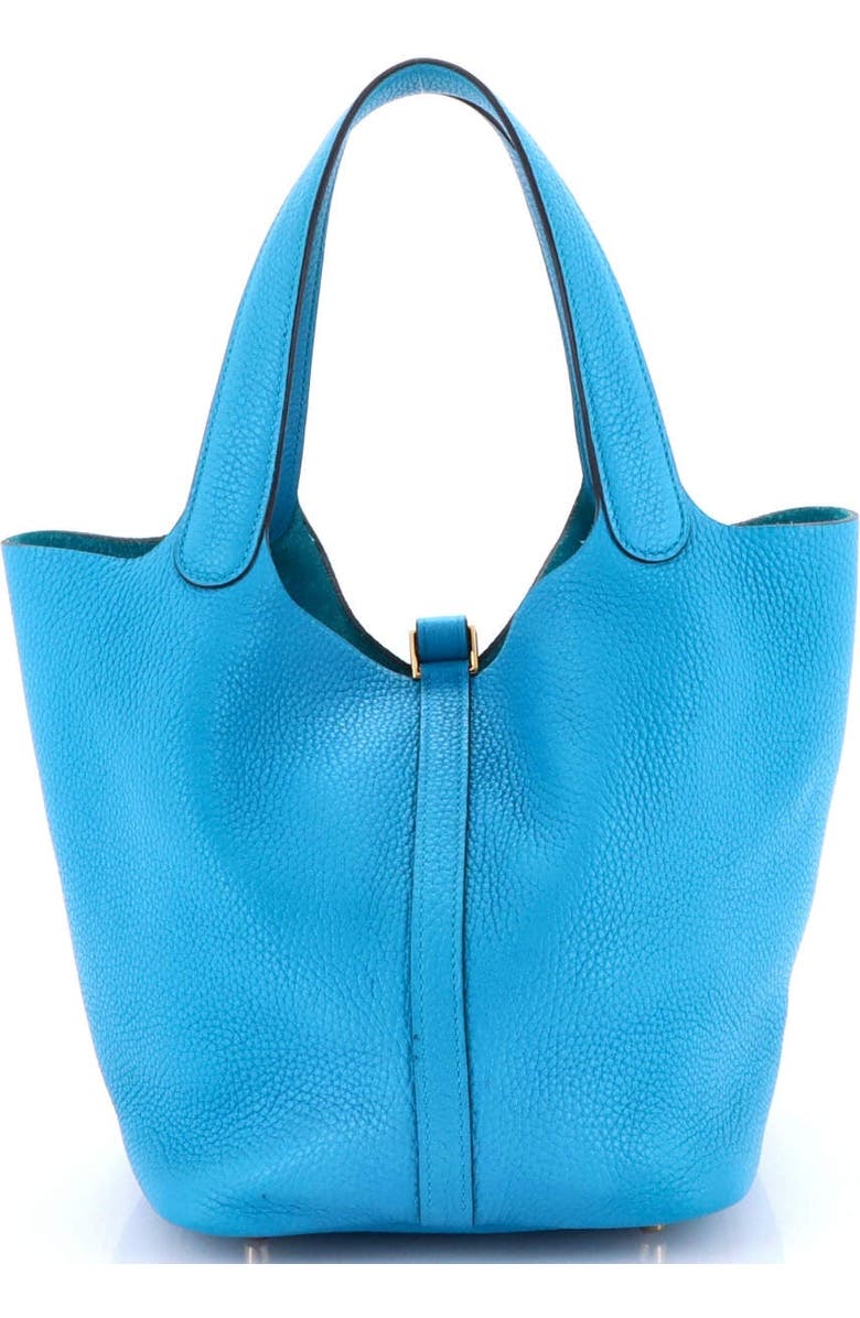 Pre-Owned Hermes Picotin Lock Bag Clemence MM, Alternate, color, Bleu Zanzibar