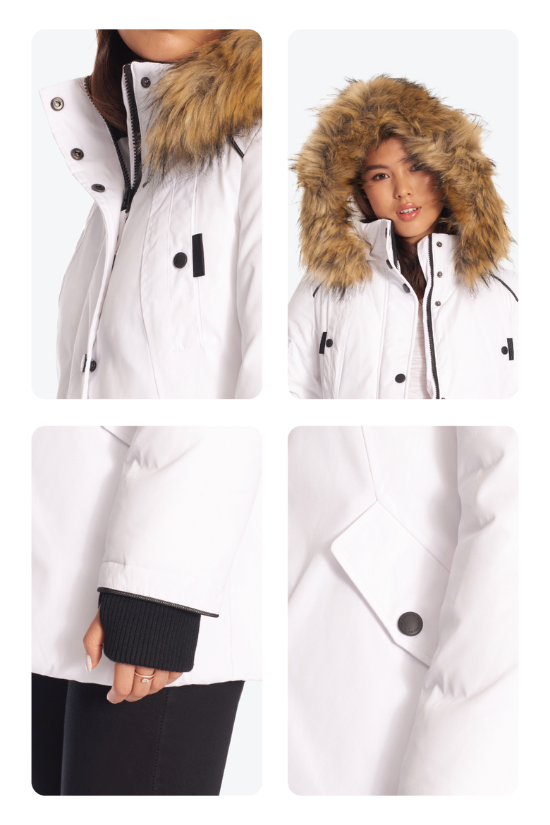 GLACIER - Vegan Down Classic Winter Parka Jacket, Alternate, color, WHITE