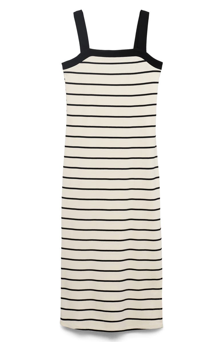 MANGO Stripe Sleeveless Midi Dress, Alternate, color, Black/ Cream