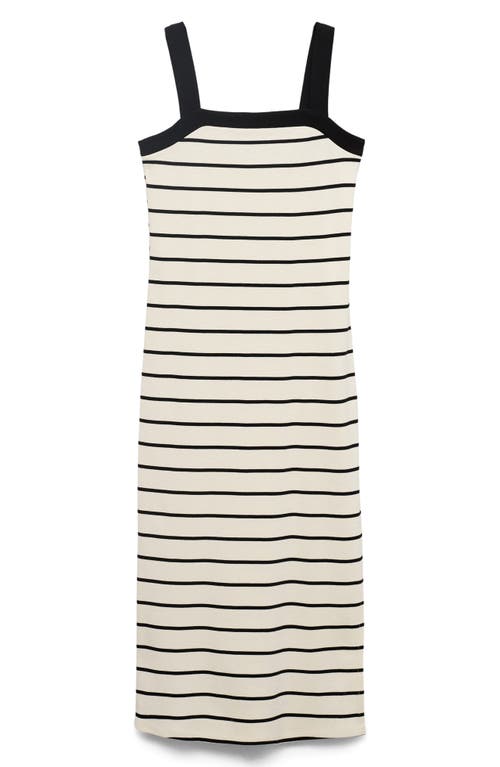 Mango Stripe Sleeveless Midi Dress In White