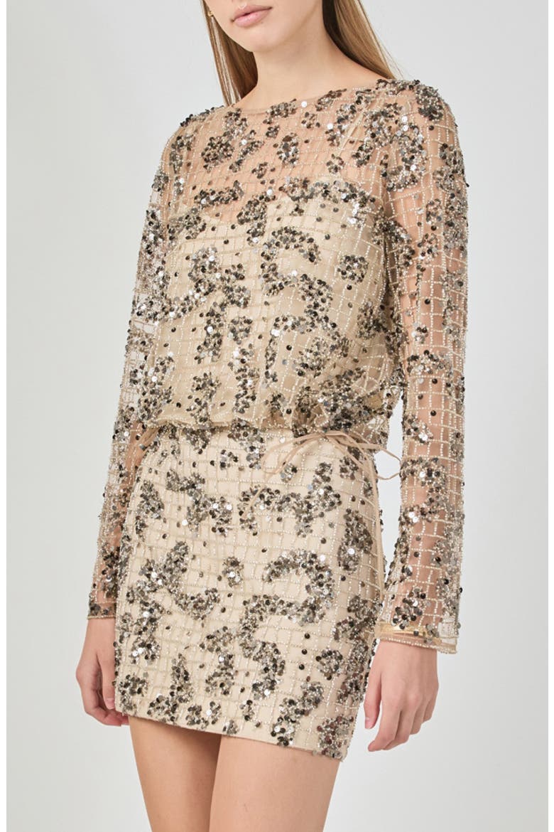 Sequin Beaded Cropped Top, Alternate, color, BEIGE