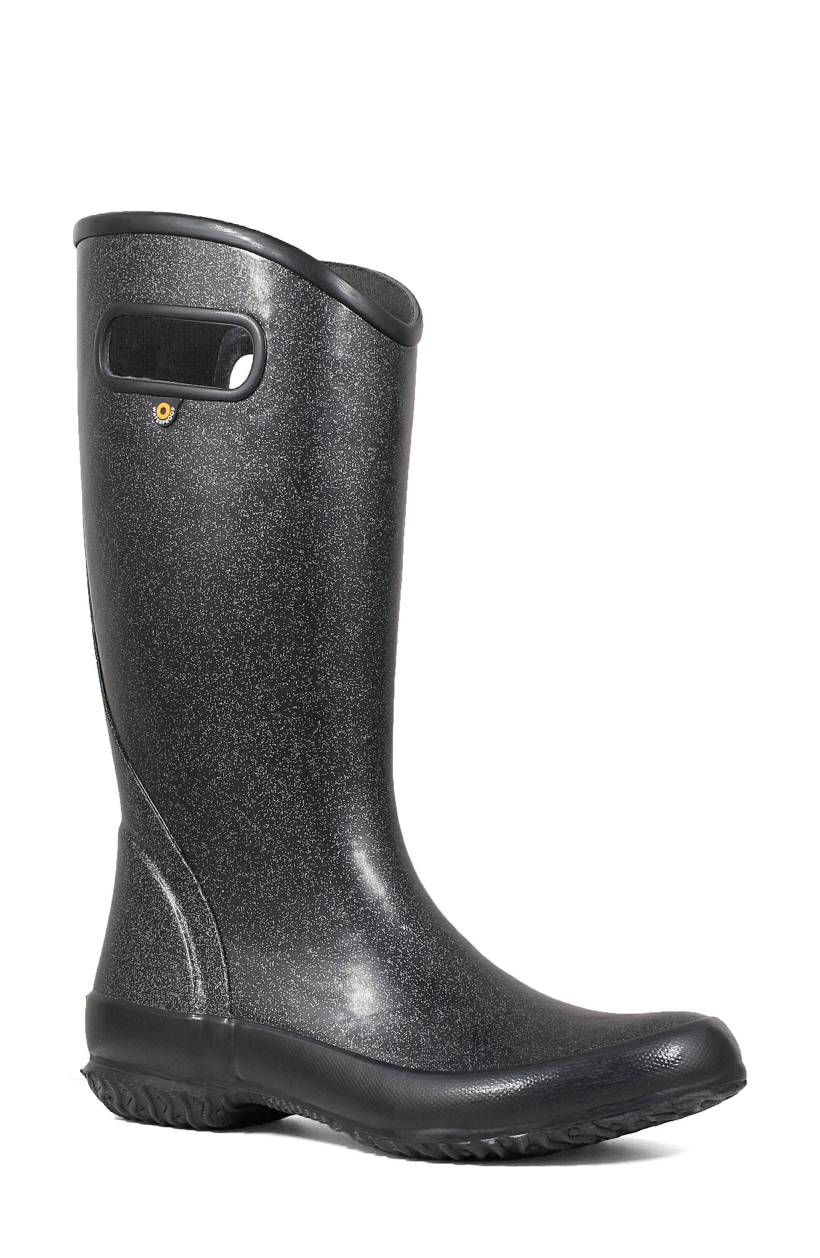 Bogs Glitter Waterproof Rain Boot, Main, color, Black