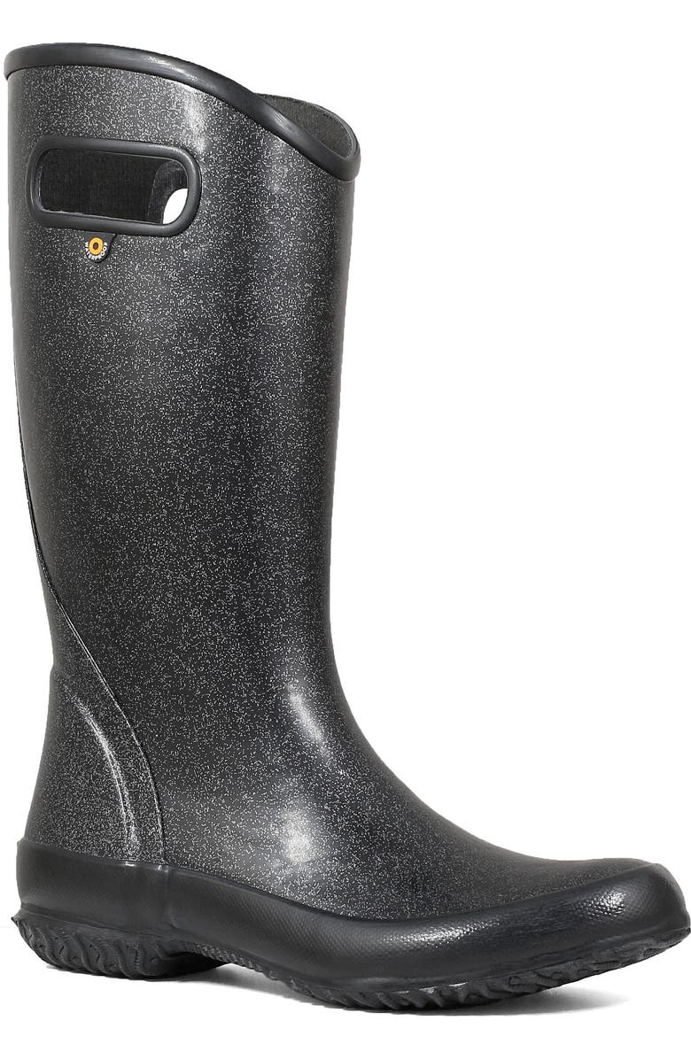 Bogs Glitter Waterproof Rain Boot, Main, color, Black