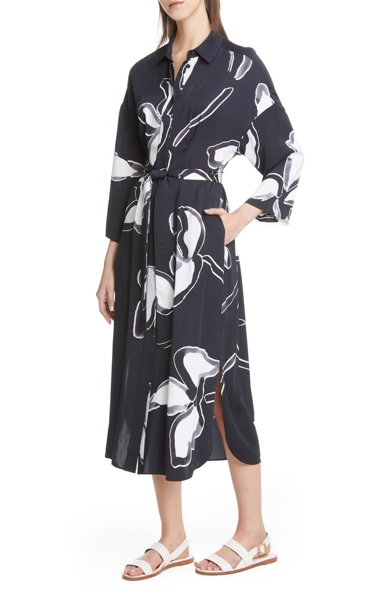 Lafayette 148 New York Rhodes Floral Midi Shirtdress, Main, color, 