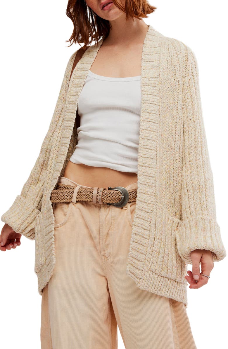 Free People Blossom Cotton Open Front Cardigan, Main, color,