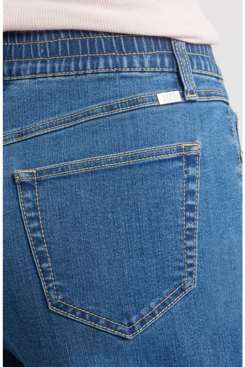 High Waist A-Line Mid Thigh Denim Shorts, Alternate, color, IMAN