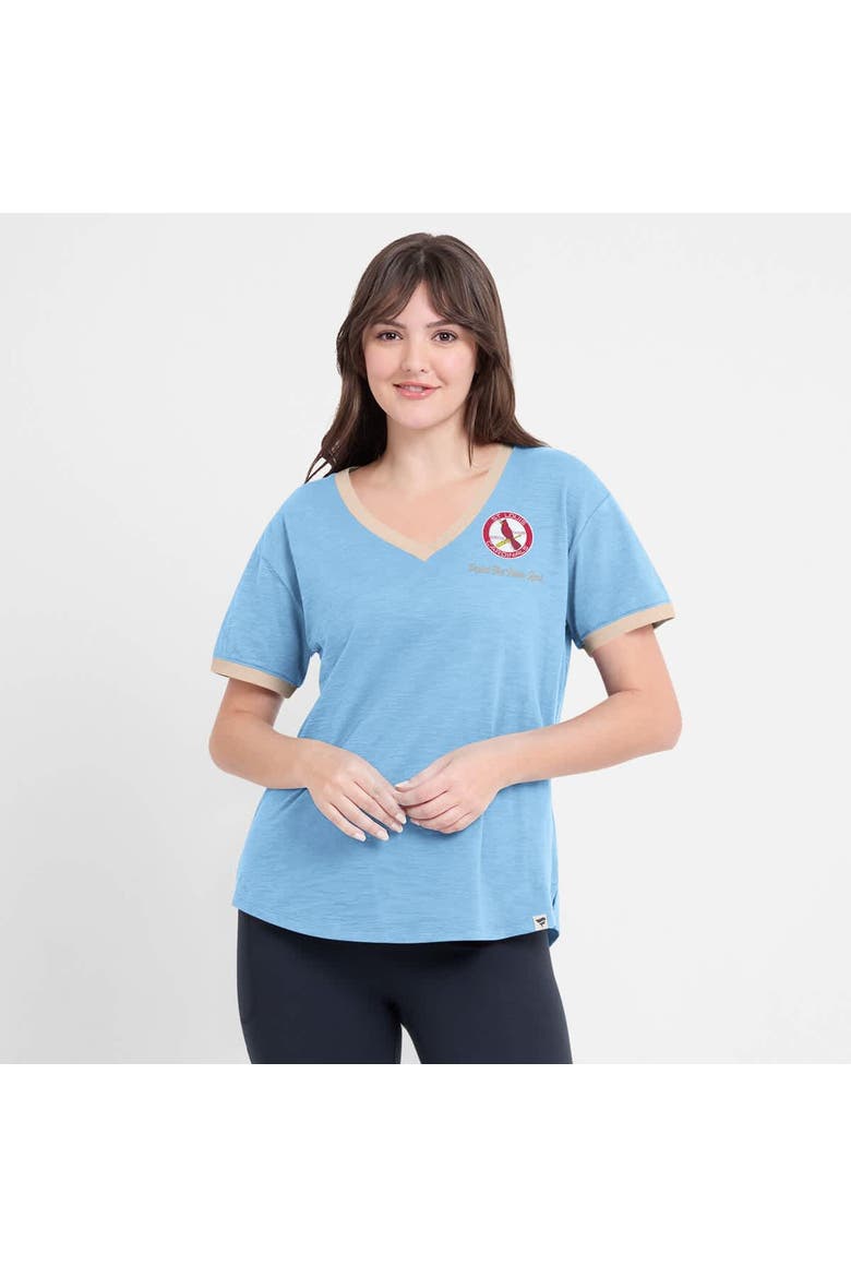 Women's Fanatics Light Blue St. Louis Cardinals Binge Worthy Stadium Slub V-Neck T-Shirt, Alternate, color, Light Blue