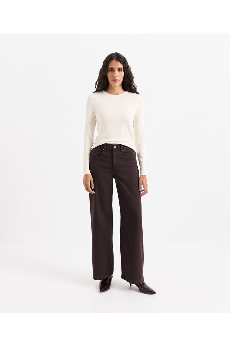 Perfect Rib Crewneck Layering Long Sleeve Tee Made With Organic Cotton, Alternate, color, Soft Ivory
