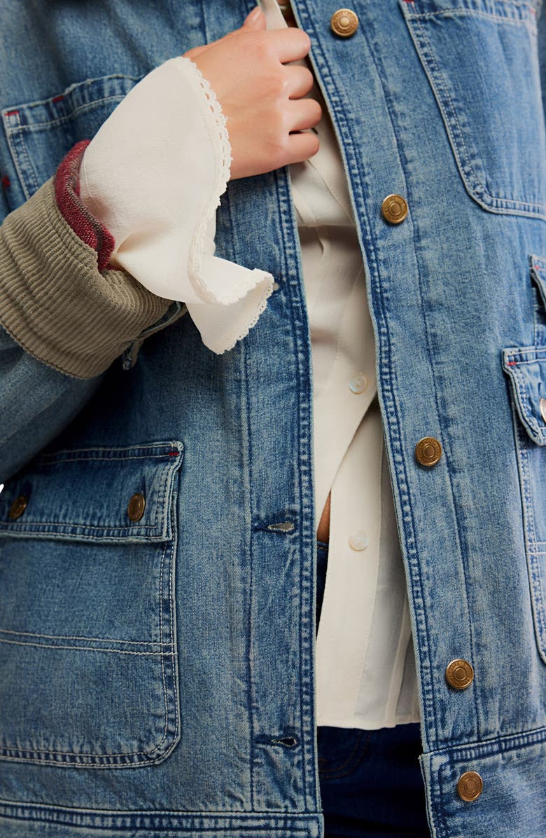 Free People Sweet Talk Denim Barn Jacket, Alternate, color, Century Wash