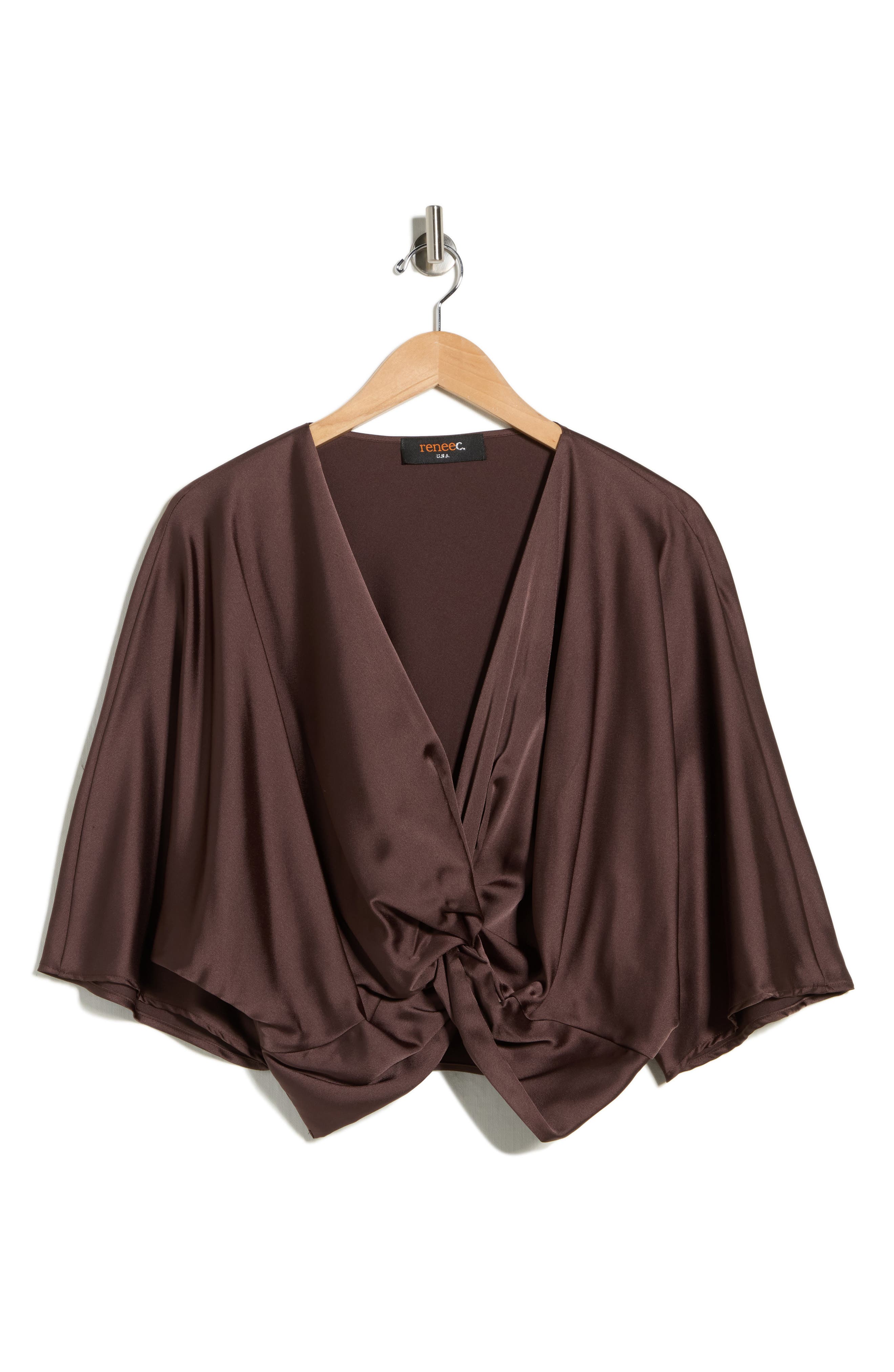 Renee C Satin Front Twist Top