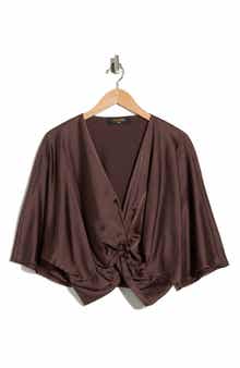 Renee C Satin Front Twist Top