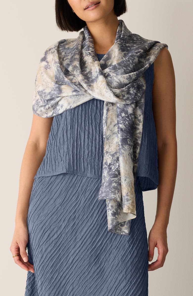 Eileen Fisher Hand Dyed Silk Scarf, Main, color, Flint